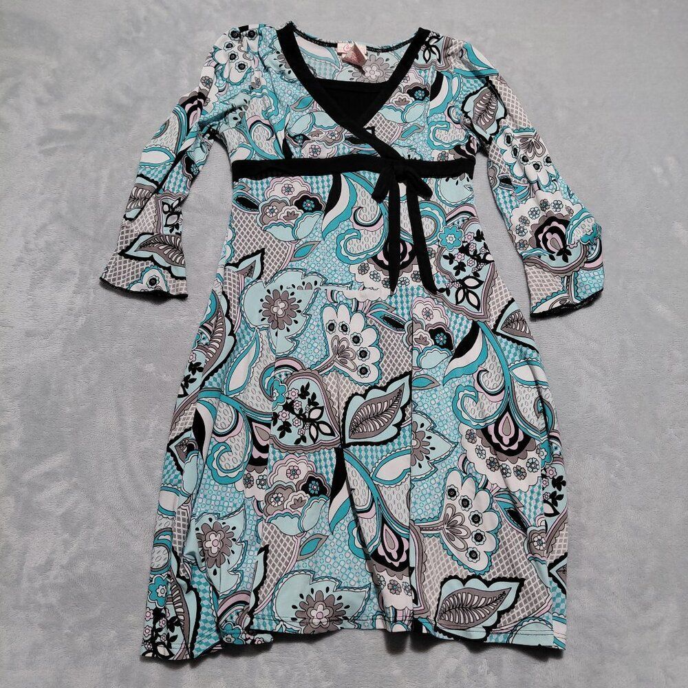 Candie's Spring Blue Paisley Empire Waist Ruffle Sleeve Dress Sz 6X